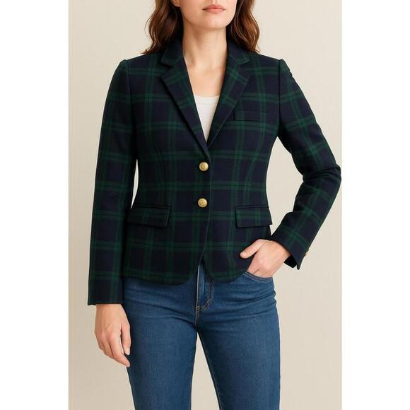 J. Crew Jackets & Blazers - J.Crew Sz 6 Black Watch Plaid Wool Blazer Preppy Officecore Career Workwear
